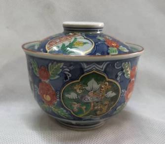 Vintage Classic Green And Blue Flower Garden Japan