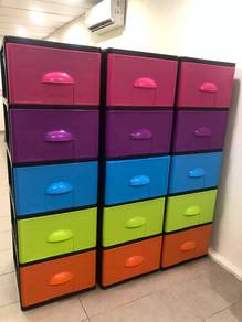 Colourful 5-Tier Plastic Storage Drawer Unit