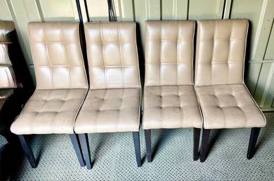 4pcs Dining Chairs / Leather Chairs – Beige