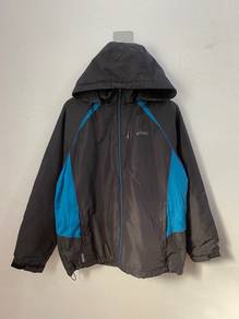 ASICS Y2K Black Blue Colorblock Hooded Jacket