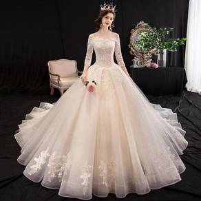 Cream long sleeve Wedding bridal dress gown RB1696