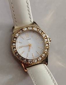 Guess Ladies Watch with White Leather Strap