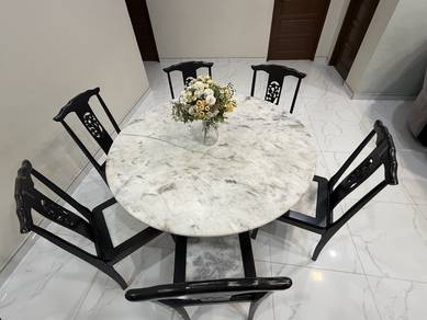 Meja makan marble 4 kaki