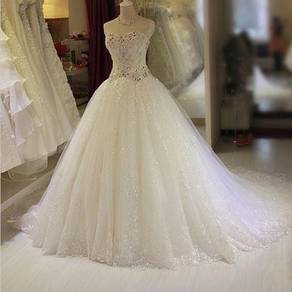White glitter fishtail wedding bridal dress gown