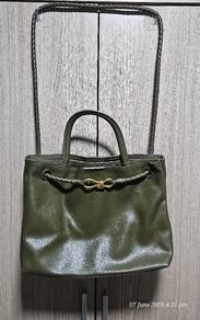 Genuine Nappa Leather Medium Tote Bag (Olive/Army 