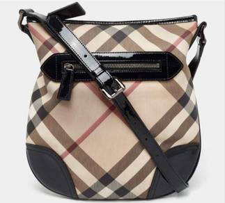 Authentic BURBERRY Black Nova Check PVC and Patent
