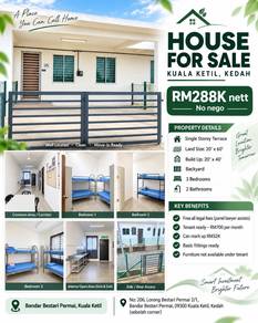1-storey Terraced House For Sale in Kuala Ketil,KDH
