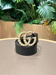 Gucci GG Marmont Belt In Black Calfskin Leather Wi