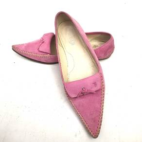 Tod's Pink Suede Pointed Toe Flats