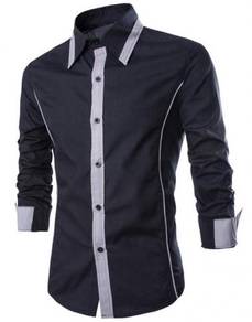 A0538 BLACK FORMAL CASUAL LONG SLEEVE SHiRT 🔥