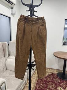 Brown Suede Straight Cut Pants