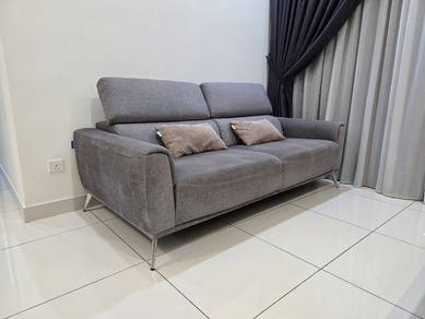 Grey Velvet Fabric 3-Seater Sofa