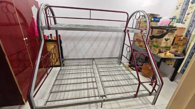 Metal Twin-over-Double Bunk Bed Frame