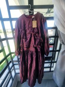 Hijabistahub Plain Ruched Dress in Plum