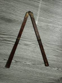 Vintage Folding Wooden Ruler Kayu Pembaris Tembaga