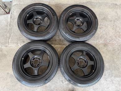 Rim spoon 15 inch city jazz ek eg ef tayar 70%