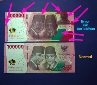 Indonesia Error Banknote 100,000 Rupiah 2022