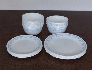 Pinggan mangkuk corelle morning blue dinner set