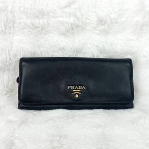 Prada Black Saffiano leather flap wallet
