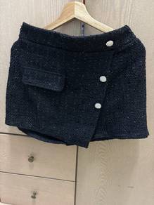 black tweed shorts
