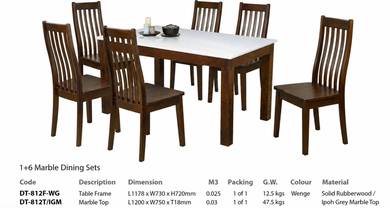 6 Seaters Marble Table Dining Set 120x75
