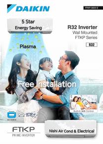Daikin 1hp 5star Inverter Air Cond + install
