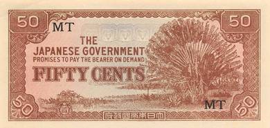 Japan Malaya JIM 50 cents Prefix MT  -  AU
