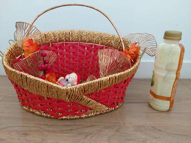 Decorative Red and Gold Hamper Basket