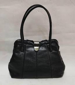 Great Condition unusual Deep Black Frame Handbag