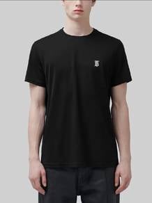 Burberry Slim Fit Black Monogram Embroidered Tee
