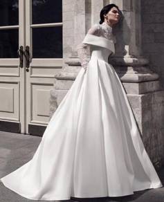 White long sleeve wedding bridal dress gown RB1709