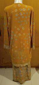 Yellow Batik Baju Kurung with Floral Pattern