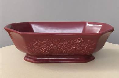 3501 Longaberger maroon oval centre piece bowl