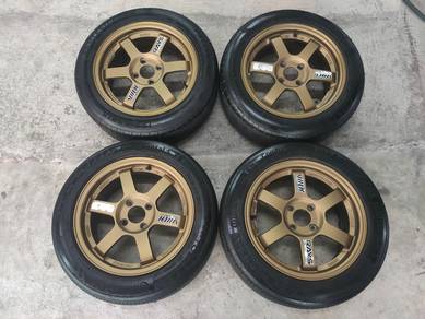 Rim te37 bronze 15 inch tayar 80% myvi alza vios