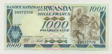 Rwanda 1000 francs 1988 - Pick P21  unc