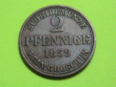 Braunschweig Wolfenbuttel 2 Pfennig 1859