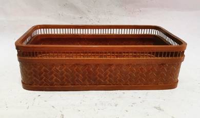 antique rattan bamboo centerpiece square shallow