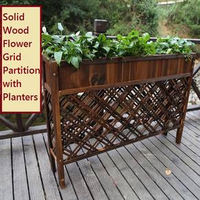 Solid Wood Flower Pots Grid Partition Fence