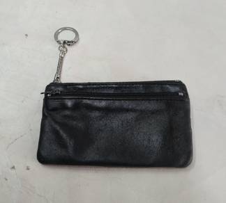 Leather Small Wallet Card Key Holder Zip Solid Co