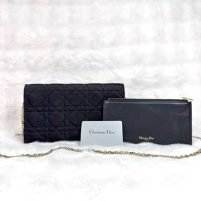 Dior Black Satin WOC with Gold Chain