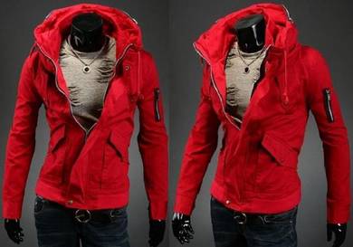 P93197 Tactical Red Dual Collar Hiking Coat Jacket