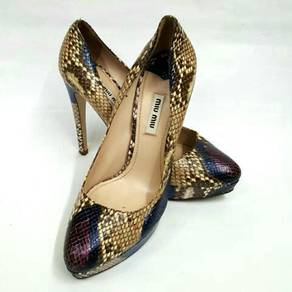 Miu Miu Multicolour Snakeskin Platform Pumps Heels