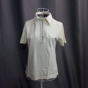Burberry Quarter Zip Cream T-Shirt