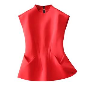 Classic Women Sleeveless Top Red Dress