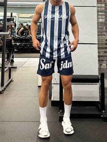 Singlet Blue White Strip Clothes