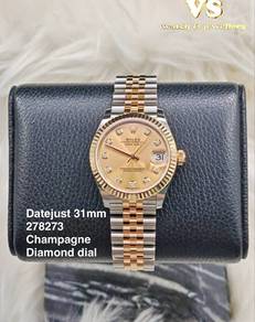Rolex Datejust 31mm 278273 champagne gold diamond