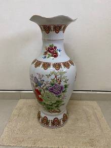 Large Porcelain Vase with Floral Design