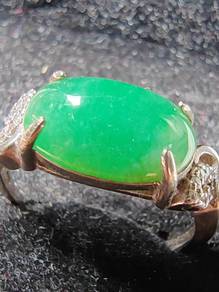 Hijau Ais100% Jadeit Burma Asli Jenis A