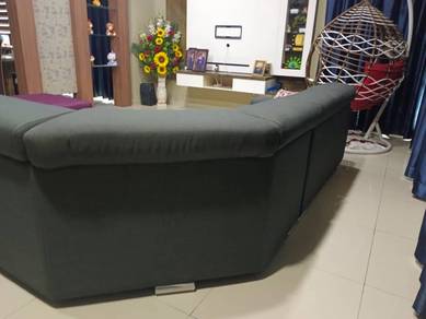 Large U-Shape Fabric Sofa with Built-in 