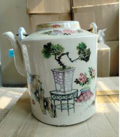 Vintage Ceramic Teapot with Bonsai and Floral Desi